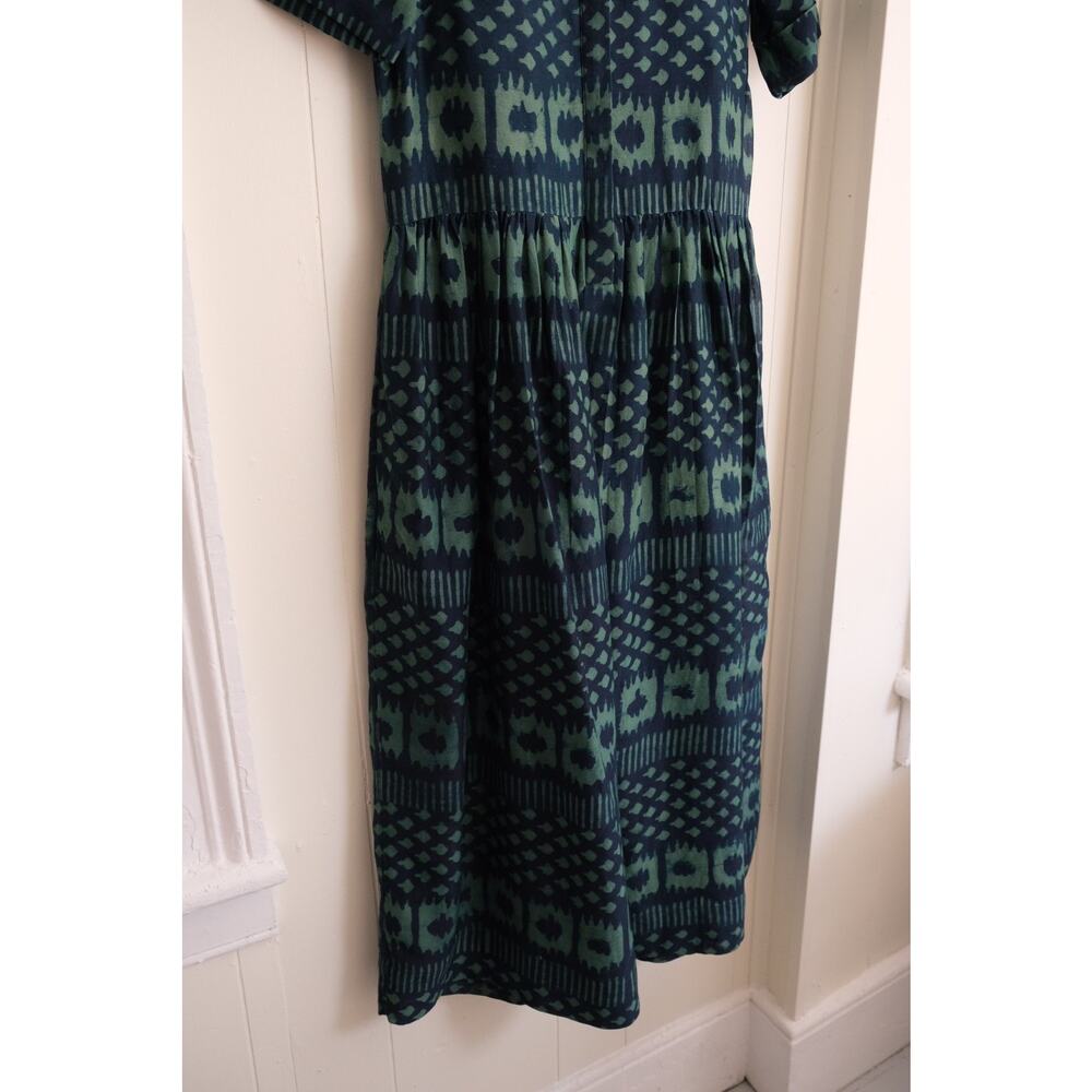 Toast Womens Ikat Shirt Dress Sz 6 Block Print Cotton Silk Minimalist Cottage - Picture 12 of 14
